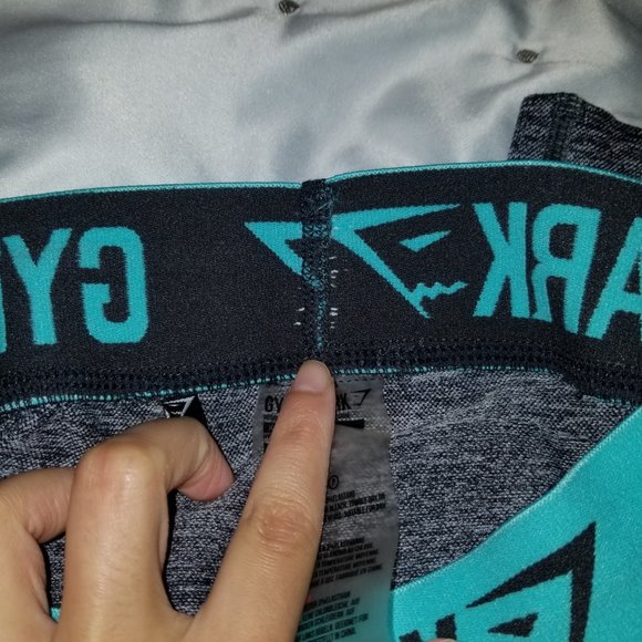 Gymshark Flex Leggings - Charcoal Marl/Pale Turquoise - Picture 3 of 5